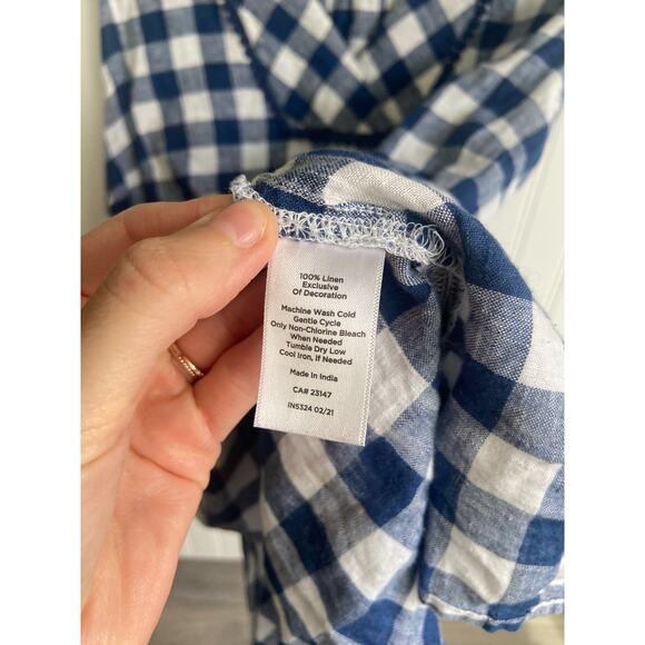 Talbots Tank Top Women's Size 1 Gingham Blue/White 100% Linen Blouse, Scalloped - Picture 4 of 6